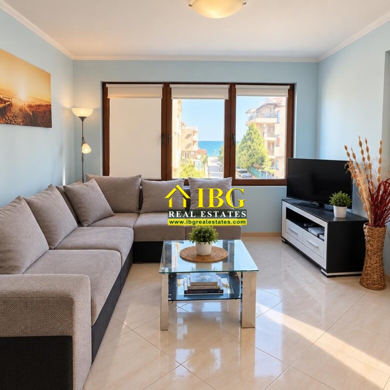 Spacious 3-Bedroom Apartment with Sea View – No Maintenance Fee | Only 100 m from the Beach, Ravda