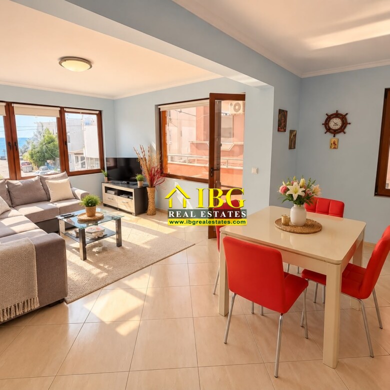 Spacious 3-Bedroom Apartment with Sea View – No Maintenance Fee | Only 100 m from the Beach, Ravda