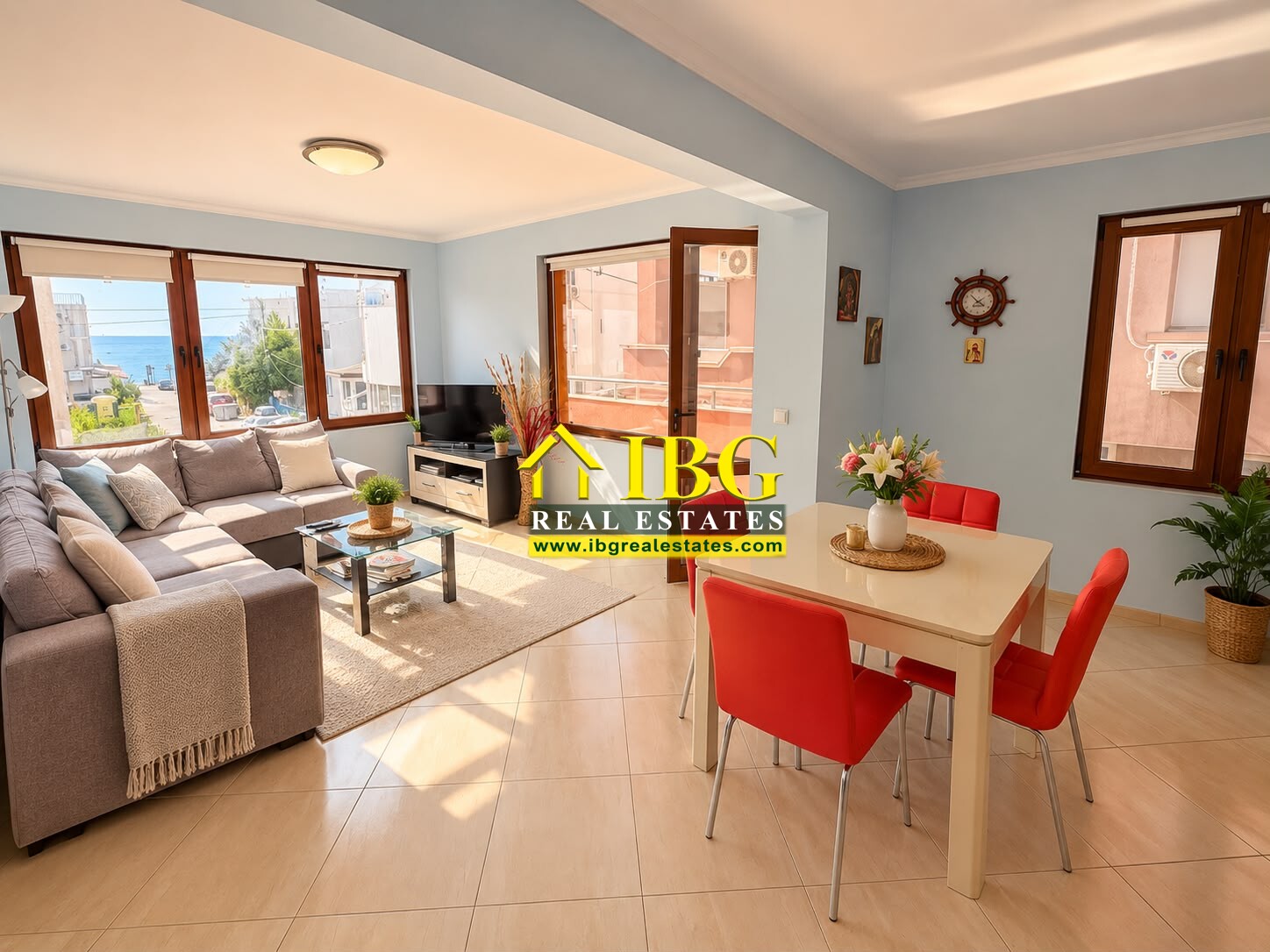 Spacious 3-Bedroom Apartment with Sea View – No Maintenance Fee | Only 100 m from the Beach, Ravda