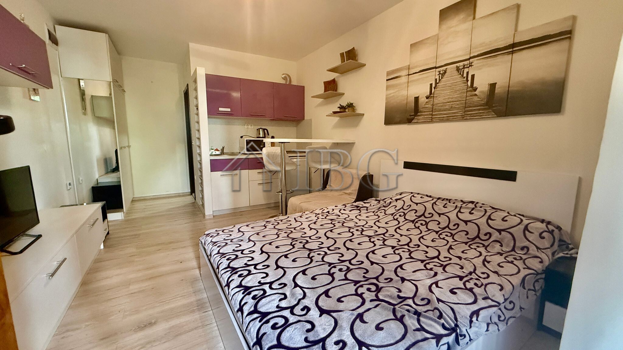 Furnished Studio with balcony and direct exit to the green yard and the pool | Cascadas Complex, Sunny Beach